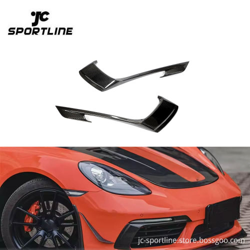 Carbon Fiber Front Bumper Air Intake for Porsche 718 Boxster/Cayman 2016-2019 Fog Light Trim